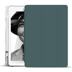 KenKe iPad 2018 / 2017 Case with Pencil Holder,Smart Trifold Stand Lightweight Protective Soft Silicone Smart Trifold Stand Cover Auto Sleep/Wake for iPad 6th / 5th Generation Case 9.7 inch-Dark Green