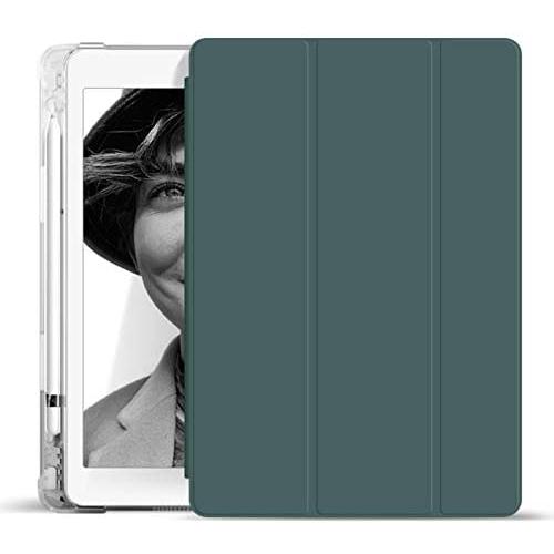 KenKe iPad 2018 / 2017 Case with Pencil Holder,Smart Trifold Stand Lightweight Protective Soft Silicone Smart Trifold Stand Cover Auto Sleep/Wake for iPad 6th / 5th Generation Case 9.7 inch-Dark Green