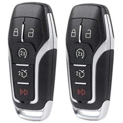 Dewangli Keyless Entry Key Fob Case Shell Fit for Ford Edge Explorer Mustang Fusion 2015 2016 2017 (M3N-A2C31243300) 5 Button(Pack of 2)