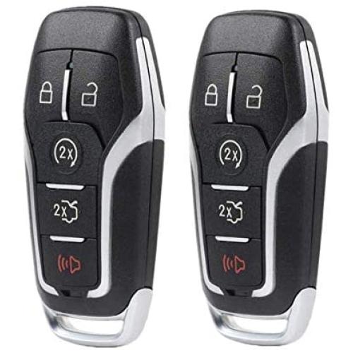 Dewangli Keyless Entry Key Fob Case Shell Fit for Ford Edge Explorer Mustang Fusion 2015 2016 2017 (M3N-A2C31243300) 5 Button(Pack of 2)