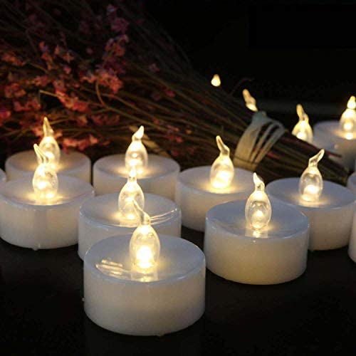 Battery Operated LED Tea Lights:50 Pack Flameless Votive Candles Lamp Realistic and Bright Flickering Long Lasting 150Hours for Wedding Holiday Party Home Decoration (Warm White)