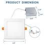 ANC 6 inch 120V IC Rated LED Recessed Low Profile Square Panel Light, Dimmable Wafer Light, 12W 5000K 900lm Canless Downlight, ETL Listed 6 Pack