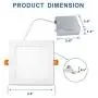ANC 6 inch 120V IC Rated LED Recessed Low Profile Square Panel Light, Dimmable Wafer Light, 12W 5000K 900lm Canless Downlight, ETL Listed 6 Pack