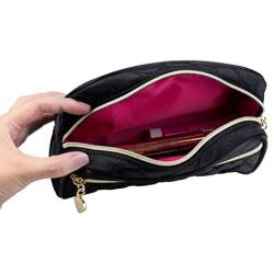 Harper Belle Beauty Quilted Heart Cosmetic Bag | Stylish Makeup Organizer Toiletry Bag for Women | Black