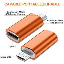 USB C to Micro USB Adapter, (4-Pack) Type C Female to Micro USB Male Convert Connector Support Charge & Data Sync Compatible with Samsung Galaxy S7/S7 Edge, Nexus 5/6 and Micro USB Devices (Orange)