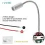ZazenTech DC 12V Reading Lights, RV Interior Lights with USB Charging Port, 3W Warm White Flexible Gooseneck Lamp for Car, Van, Boat and Motorhome (Aluminum)