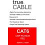 trueCABLE Cat6 Plenum (CMP), 1000ft, Red, 23AWG 4 Pair Solid Bare Copper, 550MHz, ETL Listed, Unshielded Twisted Pair (UTP), Bulk Ethernet Cable