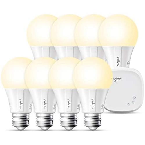 Sengled Smart LED Soft White A19 Starter Kit, 2700K 60W Equivalent, 8 Light Bulbs & Hub, Compatible with Alexa & Google Assistant