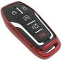Red TPU Key Fob Cover Case Jacket Skin Glove for Ford Fusion F-150 Edge Explorer Mustang Lincoln MKZ MKC 3/4/5 Buttons Smart Key(NOT fit Flip/Folding key)