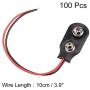 uxcell 100pcs DC 9V Battery Clip I-Type Buckle Connector Lead Wire 10cm Long