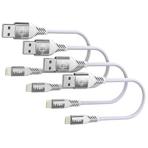 TT&C Short iPhone Cable Charger [ 6 inches ] Sync and Charging Data Cord Compatible with iPhone 11/ Xs/Xs Max/Xr/X/8/8 Plus/7/7 Plus/6s/6/5/iPad (White 4Pack)