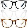 Blue Light Blocking Glasses - 3Pack Computer Game Glasses Square Eyeglasses Frame, Blue Light Blocker Glasses for Women Men, Anti Eye Eyestrain Reading Gaming Glasses Non Prescription