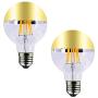 MD Lighting E26 8W Half Chrome Light Bulb G25(G80) Dimmable, Warm White 2700K 80W Equivalent 700LM Led Globe Filament Vintage Bulbs with Golden Mirror for Indoor Dinning Room Living Room, 2 Pack