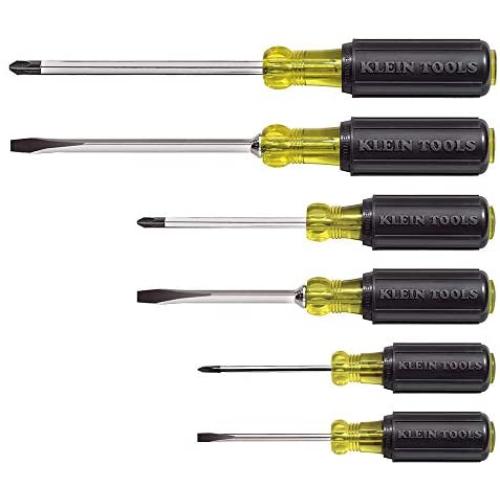 Klein Tools 85074 Screwdriver Set, 6-Piece Screwdriver Kit with All Purpose Flathead Screwdrivers (3) and Phillips Screwdrivers (3)