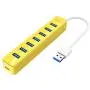 iDsonix USB 3.0 Hub, 7-Port 5V / 3A Powered USB Hub, 5Gbps HighSpeed Data Transmission USB Splitter for Laptop, iMac, Surface Pro, XPS, USB Flash Drives, Mobile HDD, Printer, Camera, and More -Yellow