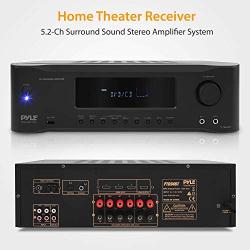 5.2-Channel Hi-Fi Bluetooth Stereo Amplifier - 1000 Watt AV Home Speaker Subwoofer Sound Receiver W/ Radio, USB, RCA, HDMI, Mic In, Wireless Streaming, Supports 4K UHD TV, 3D, Blu-Ray - Pyle PT694BT