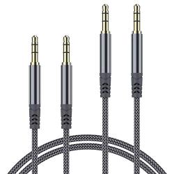 JXMOX AUX Cable,[2-Pack,4ft+6ft,Hi-Fi Sound] 3.5mm Auxiliary Audio Cable Nylon Braided Male to Male AUX Cord Compatible Car/Home Stereos,Speaker,iPhone iPod iPad,Headphones,Sony Beats,Echo Dot (Grey)