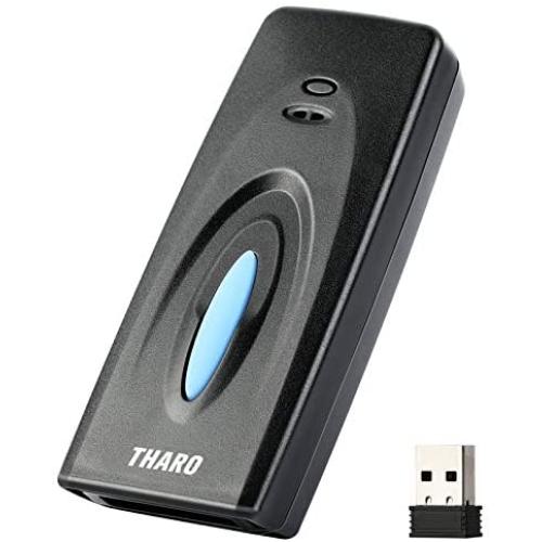 THARO M5 1D Portable Bluetooth Barcode Scanner,USB Wired/2.4G Wireless/Bluetooth Compatible with Windows, Mac,Android, iOS Phones, Tablets and Computers (Black)