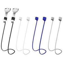 Magnetic Anti-Lost Straps for AirPods,Colorful Soft Silicone Sports Lanyard, Neck Rope Cord (Black/White/Gray/Blue)