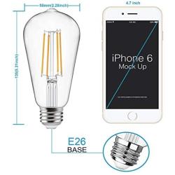 Dimmable Vintage LED Edison Bulbs 60 Watt Equivalent, Eye Protection Led Bulb with 95+ CRI, Warm White 2700K, ST58 Antique LED Filament Bulbs, E26 Medium Base, Pack of 4