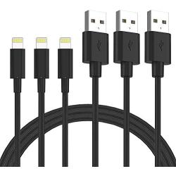 iPhone Charger Cable - Quntis 3Pack 6ft Lightning to USB A Certified Charger Cord Compatible with iPhone Xs Max XR X 8 Plus 7 Plus 6s Plus 5s SE iPad Pro iPod Airpods and More - Black