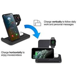 Wireless Charger, 15W Foldable Fast Qi 3 in 1 Wireless Charging Station Compatible with iPhone 11/12/XR/XS/X, iWatch SE/6/5/4/3, Airpods pro/2, FDGAO Wireless Charging Stand for Galaxy S20/S10