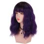 SinRany Shoulder Length Dark Root Purple Curly Fashion Anime Cosplay Wig For Women Girls