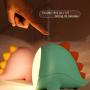 Cute Dinosaur Night Light for Kids, Anti-Blue light LED Night Light Gift for Baby, Breastfeeding, Diaper Changing, Bedroom, Rechargeable Dimmable (Warm & Cold) Portable Nursery Night Lamp Timer(Green)