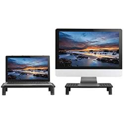 Husky Mounts Monitor Riser Laptop Stand, Adjustable Legs, Stackable, 14.5'' x 9.25'' x 3.25'' Max Height, Matte Black Steel (Black, 2-Pack)