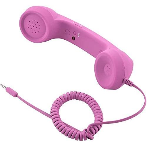 CellCase Vintage Retro 3.5mm Telephone Handset Cell Phone Receiver Mic Microphone Speaker for iPhone iPad Mobile Phones Cellphone Smartphone (Pink)