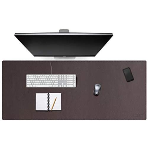 Cacoy 51.2''x23.6'' Desk Pad, Dual-Side Use Mouse Mat, Waterproof PU Leather Desk Blotter Protector Mouse Pad, Multifunctional Desk Writing Mat for Office,Game, Laptop, Home (Brown)