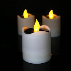 Gedengni Waterproof LED Solar Candles Yellow Flicker Electronic Solar Power LED Lamp Nightlight for Outdoor Camping Emergency Indoor Party Decoration - 6pcs