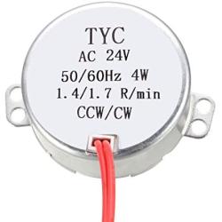 uxcell Synchronous Gear Motor AC 24V 1.4-1.7RPM 50-60Hz Electric Motor CCW/CW 4W for Electric Fan
