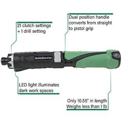Metabo HPT DB3DL2 Cordless Screwdriver Kit, 3.6V, Lithium Ion Batteries - 2, Dual Position Handle, LED Light, 21 Clutch Settings, Lifetime Tool Warranty
