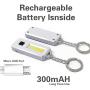 Mini Flashlight Keychain LED Torch USB Rechargeable | 150LM 1W Spotlight 350LM 3W Area Source Flashlight Pocket Torch | Inbuilt Magnet Smart Lighting Device IPX5 Waterproof