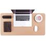 Bedsure Genuine Leather Desk Pad, Office Desk Mat Blotter on top of desks, Large Computer Desk Mat, Waterproof Non Slip Pink Beige Desk Pad Protector for Office and Home (Bronze, 15.7x31.5 inches)