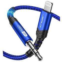 Lightning to 3.5mm Audio Cable 6FT, JSAUX [Apple Mfi Certified] iPhone Headphones Jack Lightning to Aux Cord Compatible with iPhone 12/12 Mini/12 Pro/12 Pro Max/11 Pro/11 Pro Max/X/XR/XS Max/8/7-Blue