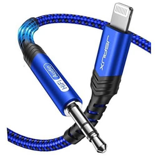 Lightning to 3.5mm Audio Cable 6FT, JSAUX [Apple Mfi Certified] iPhone Headphones Jack Lightning to Aux Cord Compatible with iPhone 12/12 Mini/12 Pro/12 Pro Max/11 Pro/11 Pro Max/X/XR/XS Max/8/7-Blue