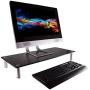 Monoprice Medium Multimedia Desktop Stand, Black Glass 25.6'' x 11.0'' - Stand & Riser, Laptop Stand, Desktop TV Stand, Dual Monitors w/Height Adjustable Legs - Workstream Collection (116360)