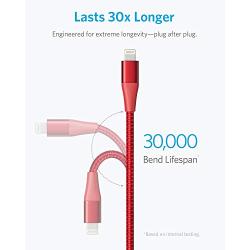 Anker Powerline+ II Lightning Cable (3ft), MFi Certified for Flawless Compatibility with iPhone Xs/XS Max/XR/X / 8/8 Plus / 7/7 Plus / 6/6 Plus / 5 / 5S and More(Red)