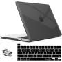 IBENZER MacBook Pro 16 Inch Case A2141 Release 2020 2019, Hard Shell Case with Keyboard Cover & Type C Adapter for Apple Mac Pro 16’’ with Touch Bar and Touch ID, Crystal Black, T16CYBK+1TC