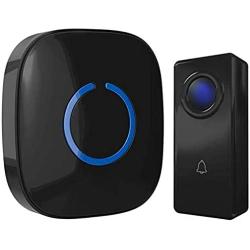 Wireless Doorbell by SadoTech – Waterproof Door Bells & Chimes Wireless Kit, 1000-ft Range,52 Door Bell Chimes, 4 Volume Levels with LED, Wireless Doorbells w/ 1 Receiver & 1 Button, Crosspoint, Black