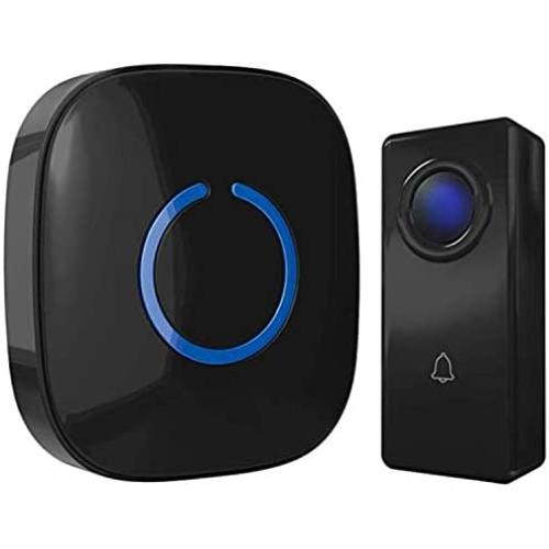 Wireless Doorbell by SadoTech – Waterproof Door Bells & Chimes Wireless Kit, 1000-ft Range,52 Door Bell Chimes, 4 Volume Levels with LED, Wireless Doorbells w/ 1 Receiver & 1 Button, Crosspoint, Black