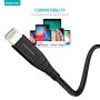 iPhone Charger 10ft, Apple MFi Certified Lightning Cable, Braided Nylon High-Speed Cable for iPhone 11/11 Pro/11 Pro Max/X/XS/XR/XS Max/8/7/6/5S/SE, AirPods/Pro, iPad Mini/Air and More - Black