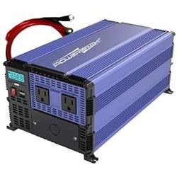 PowerBright 4000 Watts Power Inverter 12V to 110V, Modified Sine Wave Car Inverter, DC to AC Converter with Dual 110 Volts AC Outlets, Hardwire Kit, 2 USB Ports 2.4A ea - ETL Approved Under UL Std 458