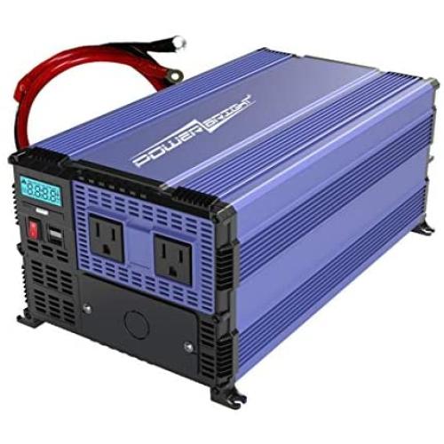 PowerBright 4000 Watts Power Inverter 12V to 110V, Modified Sine Wave Car Inverter, DC to AC Converter with Dual 110 Volts AC Outlets, Hardwire Kit, 2 USB Ports 2.4A ea - ETL Approved Under UL Std 458