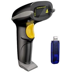 NADAMOO Wireless Barcode Scanner 328 Feet Transmission Distance USB Cordless 1D Laser Automatic Barcode Reader Handhold Bar Code Scanner with USB Receiver for Store, Supermarket, Warehouse