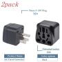 (2PACK) US Travel Plug Adapter,EU/UK/AU/IN/CN/JP/Asia/Italy/Brazil to USA Type B, 3 Prong Grounded USA Wall Plug, EU to US Travel Adaptor and Converter,Black
