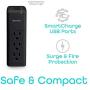 Aduro Surge Protector 9 Outlet Power Strip with USB (2 Ports 2.4A) Wall Mount Multiple Outlet Splitter Extender Adapter Black