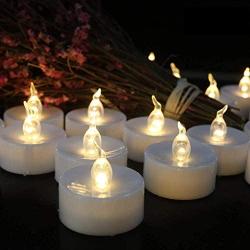 Battery Operated Tea Lights Candles: 24 Pack Realistic and Bright Flickering Holiday Gift Flameless LED Electric Candles for Seasonal & Festival Party Home Decoration (Warm White)